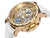 Mechanical watch with skeleton dial with gold case and gold crown