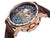 Skeleton dial with silver and blue colors. A mix of Roman and Arabic numerals.