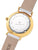 Gold watch with beige strap on a white background