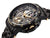 Mechanical watch with skeleton dial with black case and black crown