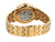 Gold plated high-grade stainless steel case with gold plated stainless steel band and an onion crown design.